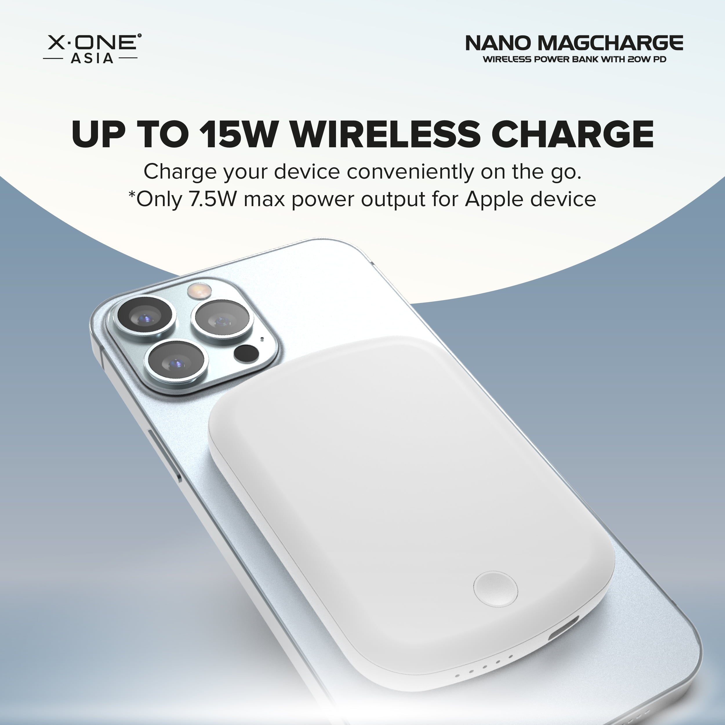 X.One® Nano Magcharge-Magnetic Wireless Powerbank with 20W PD3.0 USB-C Port