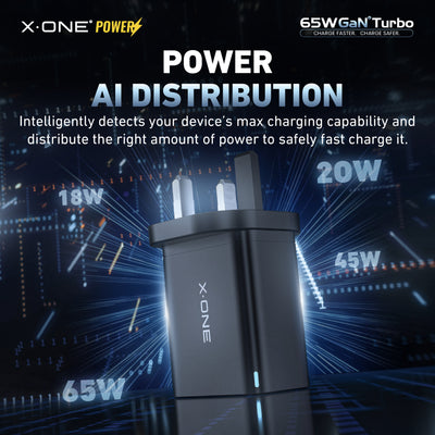 X.One® 65W GaN 6 Turbo 3-Port Fast Charger — Power AI Distribution