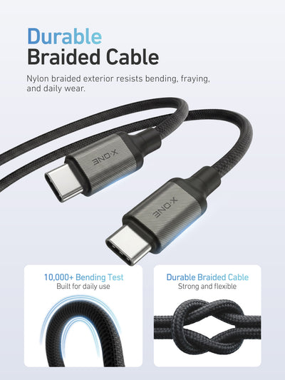 X.One® TitanFlex 240W USB-C Fast Charge Cable — Reinforced Connector