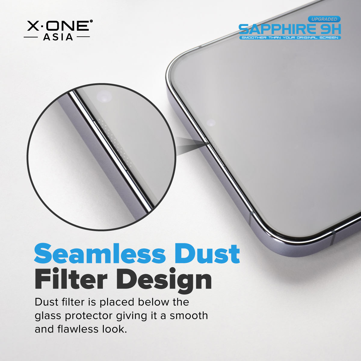 X.One® Upgraded Sapphire Coated Glass with Dust Free Installer Kit for iPhone