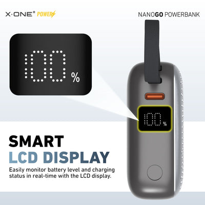 X.One® NanoGo 10000mAh PD 35W Compact Power Bank — Smart LCD Display