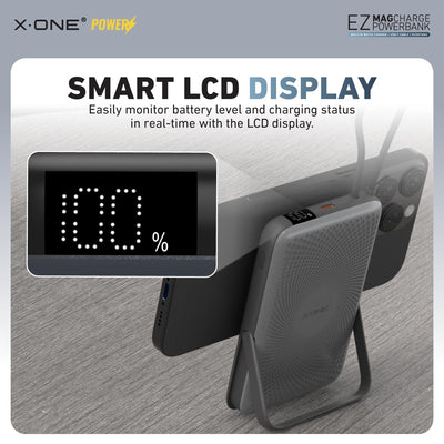 X.One® EZ MagCharge 10000mAh MagSafe Wireless Power Bank — Smart LCD Display