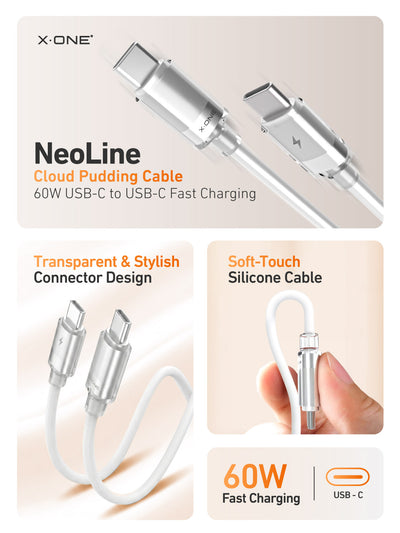 X.One® NeoLine 60W USB-C Cloud Pudding Cable — Summary Graphics
