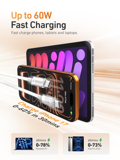 X.One® NeoLine 60W USB-C Cloud Pudding Cable — Up to 60W