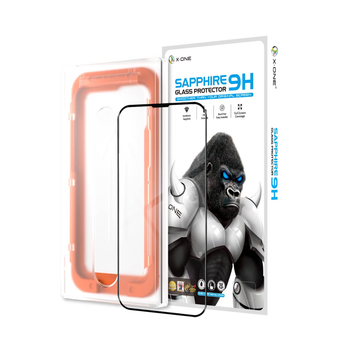 X.One® Upgraded Sapphire Coated Glass with Dust Free Installer Kit for iPhone