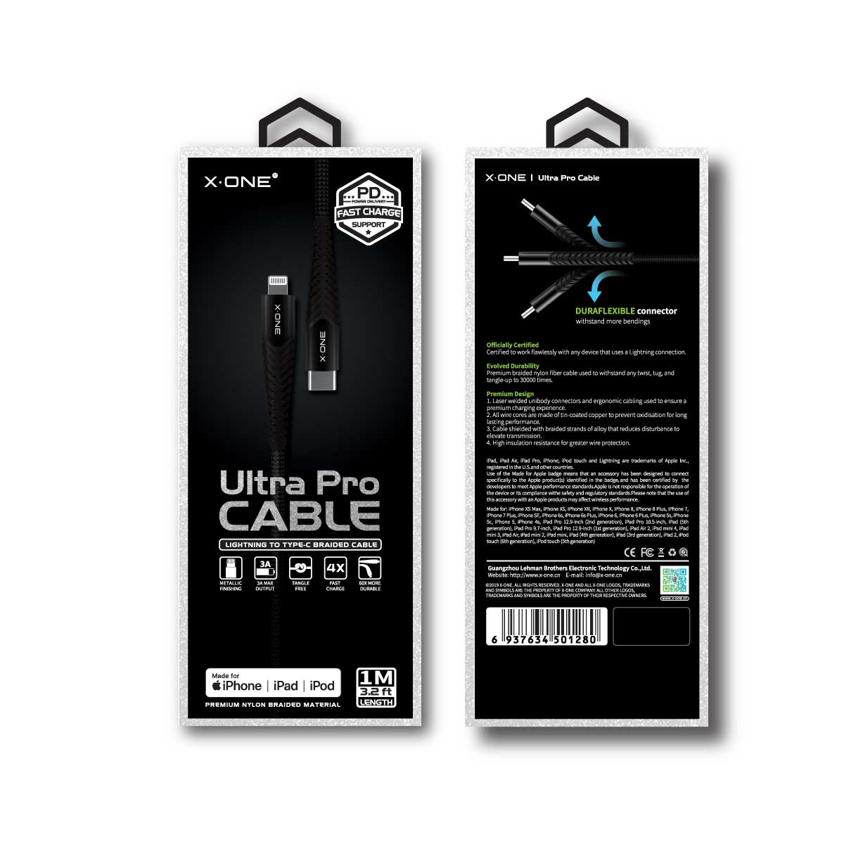X.One® Ultra Pro Apple PD Cable - USB-C to Lightning MFi Cable