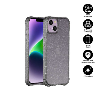 X.One® Dropguard Pro Glitter Case for iPhone 14 Mini — Black Glitter