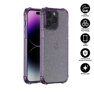 X.One® Dropguard Pro Glitter Case for iPhone 14 Pro Max — Purple Glitter