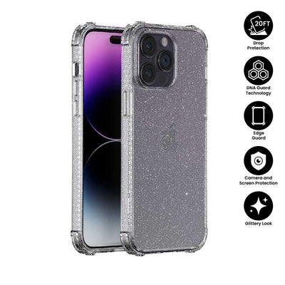 X.One® Dropguard Pro Glitter Case for iPhone 14 Pro Max — White Glitter