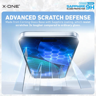 X.One® Sapphire 9H Screen Protector with Installer Kit — Advanced Scratch Defence