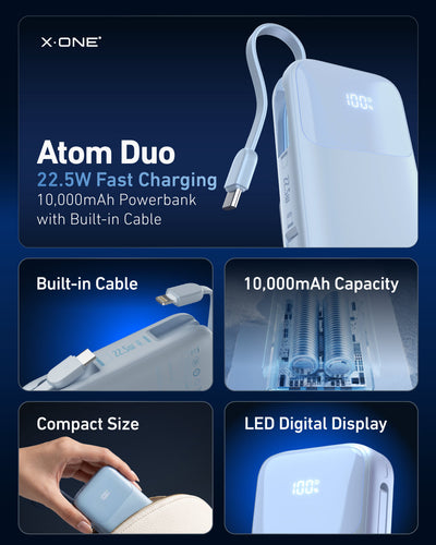 X.One® Atom Duo 10000mAh Power Bank — Feature Summary