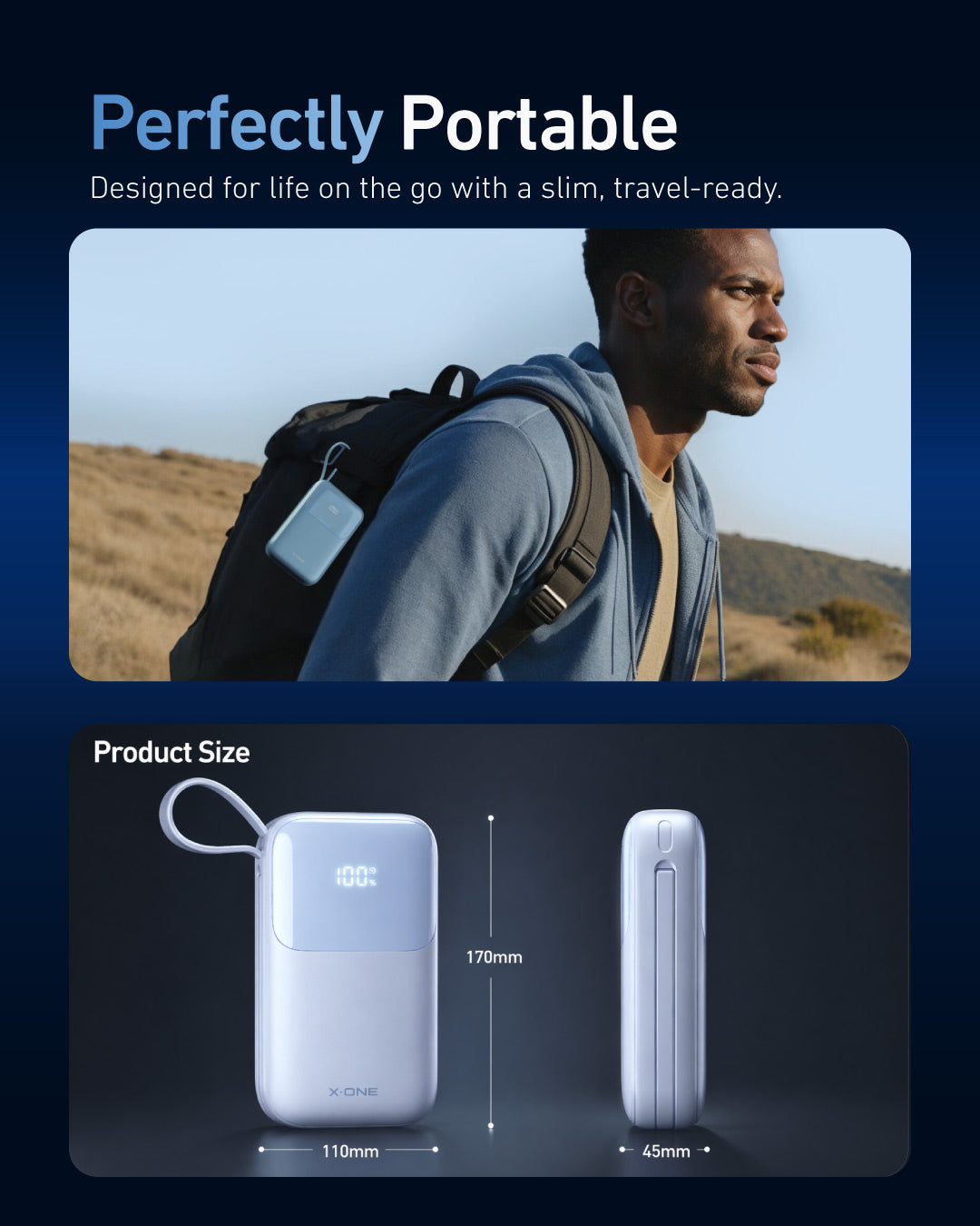 X.One® Atom Duo 10000mAh Power Bank — Perfectly Portable