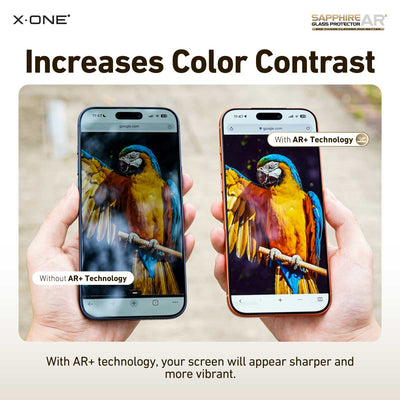 X.One® Sapphire AR+ Clear Glass Screen Protector — Slim Fit on iPhone 17